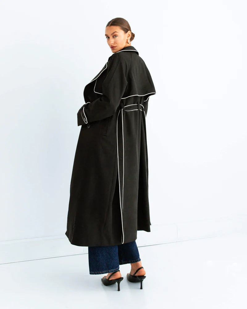 Contrast Piping Trench Coat