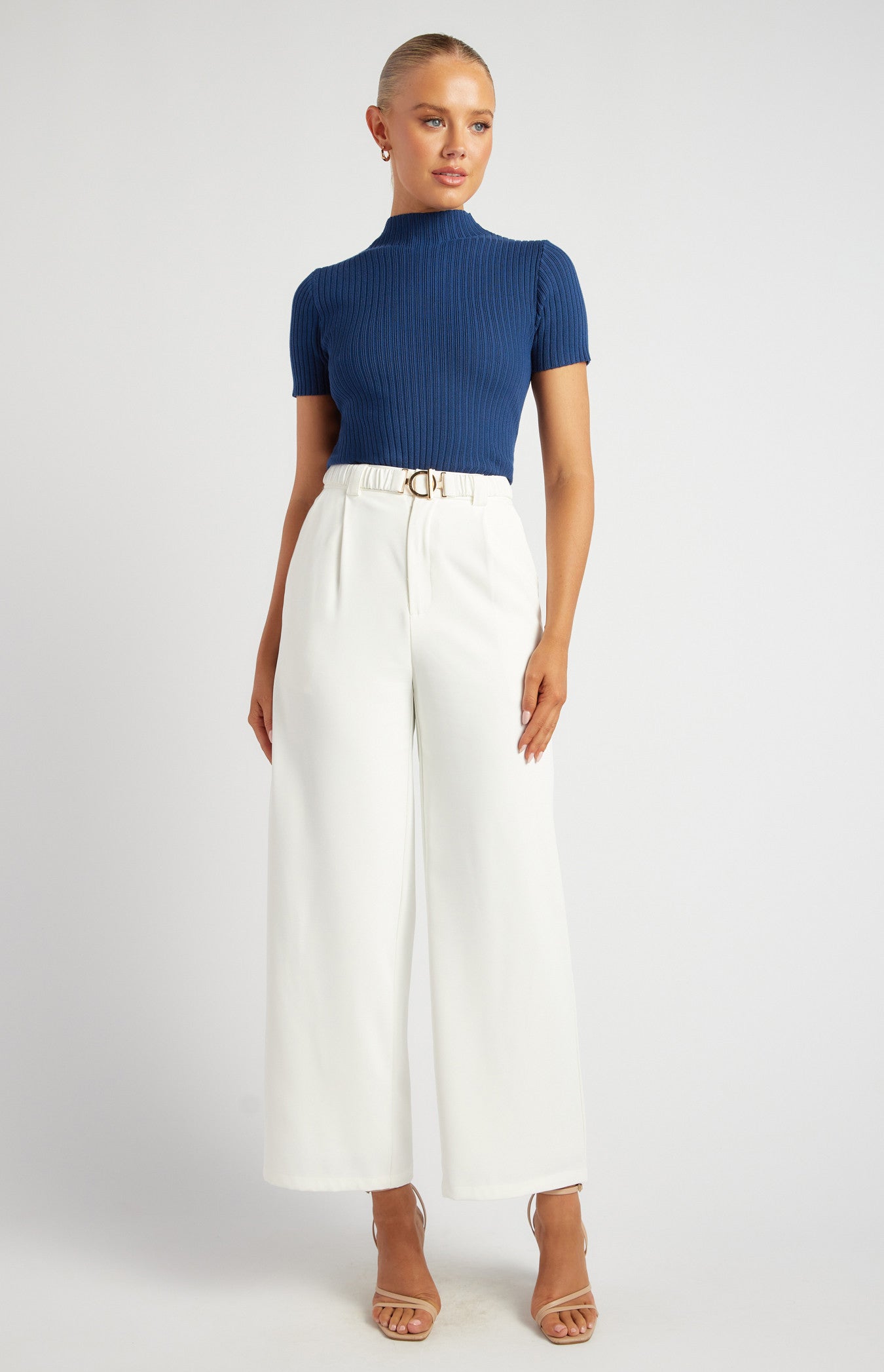 Straight Leg Pant + Gold Buckle Belt