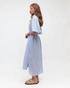 Stripe Embroidered Shirt Dress | 100% Cotton