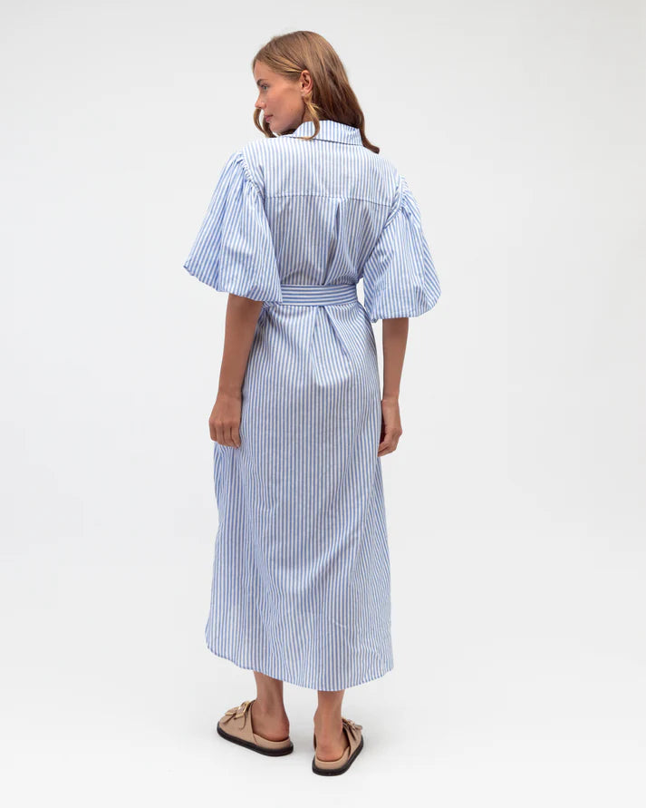 Stripe Embroidered Shirt Dress | 100% Cotton